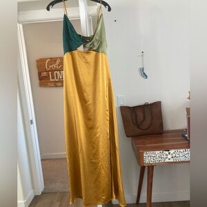 Lena Gold and Green Maxi Dress